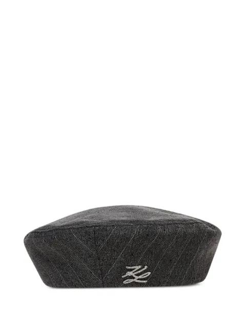 K/Autograph pinstripe beret hat by KARL LAGERFELD