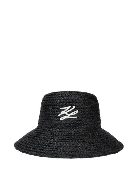 K/Autograph raffia bucket hat by KARL LAGERFELD