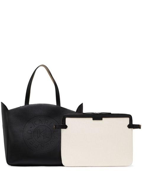 K/Circle perforated-design tote bag by KARL LAGERFELD