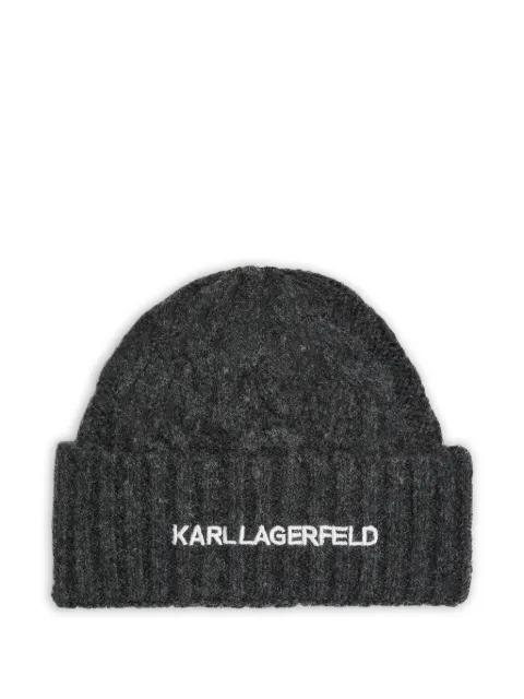 K/Essential cable-knit beanie by KARL LAGERFELD