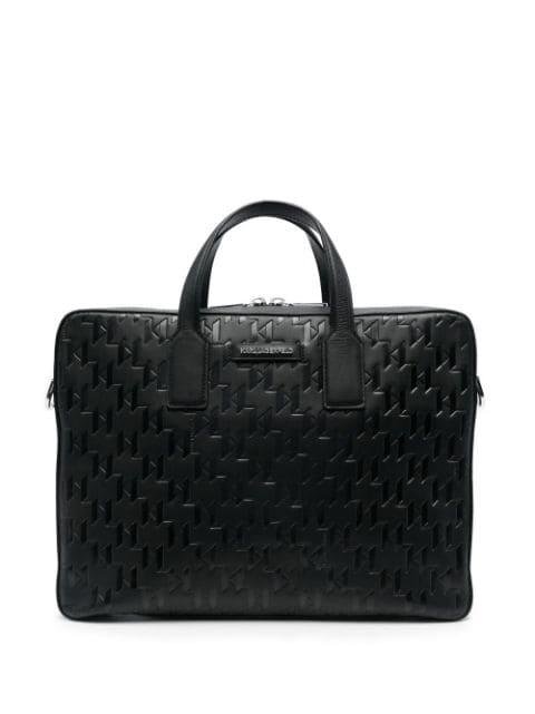 K/Loom leather briefcase by KARL LAGERFELD