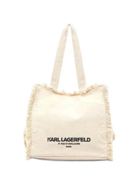 K/RSG fringed logo-print tote bag by KARL LAGERFELD