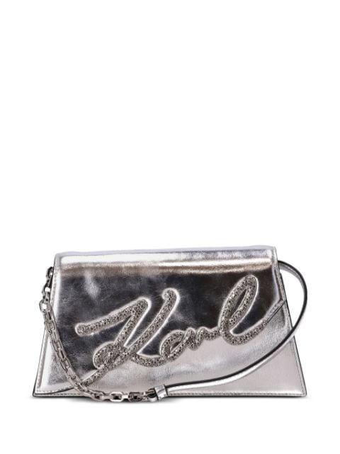 K/Signature 2.0 metallic shoulder bag by KARL LAGERFELD