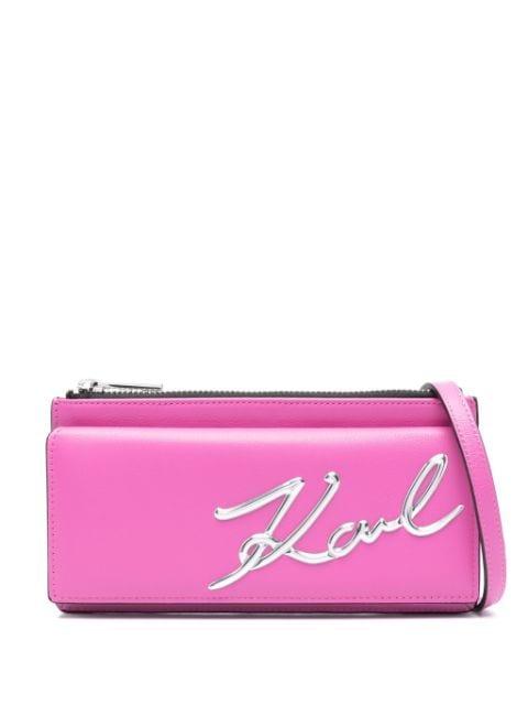 K/Signature leather crossbody wallet by KARL LAGERFELD