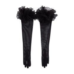 K/Signature long ruffled gloves by KARL LAGERFELD