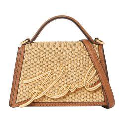 K/Signature small raffia crossbody by KARL LAGERFELD