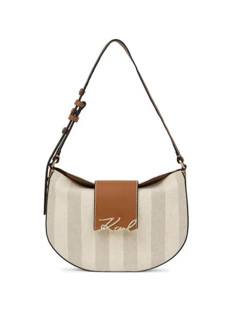 K/Signature striped shoulder bag by KARL LAGERFELD
