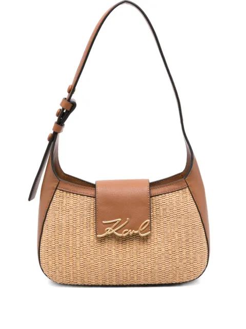 K/Signature woven leather shoulder bag by KARL LAGERFELD