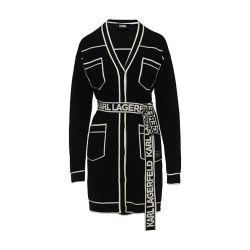 Karl logo belted cardigan by KARL LAGERFELD
