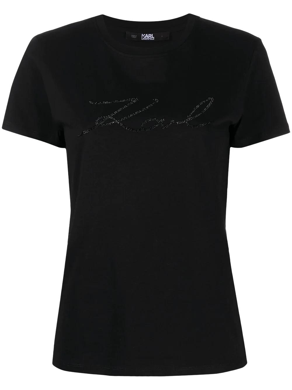Karligraphy crystal cotton T-shirt by KARL LAGERFELD