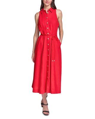 Linen Rope Belt Shirtdress by KARL LAGERFELD