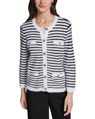 Long Sleeve Four Pocket Striped Sweater by KARL LAGERFELD