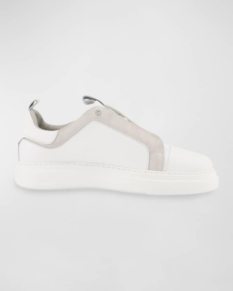 Men's Leather and Suede Karl Head Low-Top Sneakers by KARL LAGERFELD
