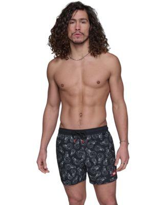 Men's Regular-Fit Quick-Dry 5" Swim Trunks with Boxer Brief Liner by KARL LAGERFELD