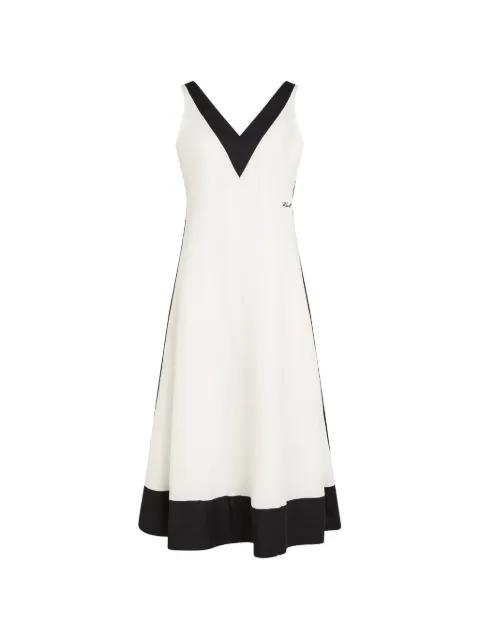 Monochrome V-neck midi dress by KARL LAGERFELD