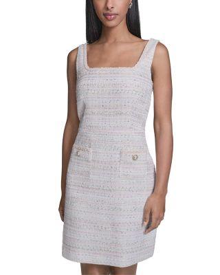 Multicolor Metallic Tweed Dress by KARL LAGERFELD