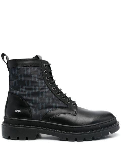 Outland mixed-panel combat boots by KARL LAGERFELD