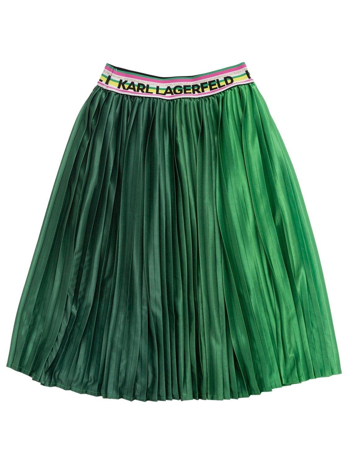 Pleated Midi Skirt W/logo by KARL LAGERFELD