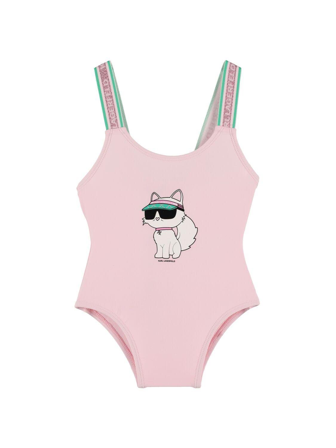 Printed One Piece Swimsuit by KARL LAGERFELD