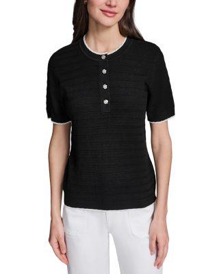 Short Sleeve Button Front Sweater by KARL LAGERFELD