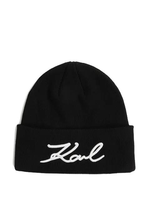 Signature beanie hat by KARL LAGERFELD