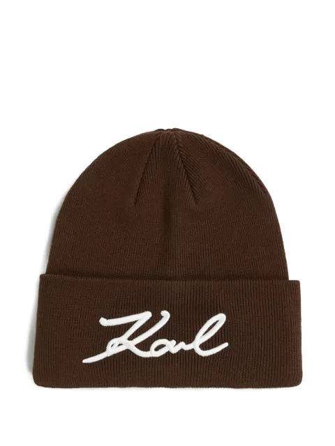 Signature beanie hat by KARL LAGERFELD