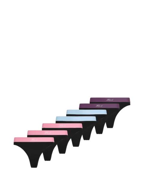 Signature elastic-waist cotton thongs (set of seven) by KARL LAGERFELD