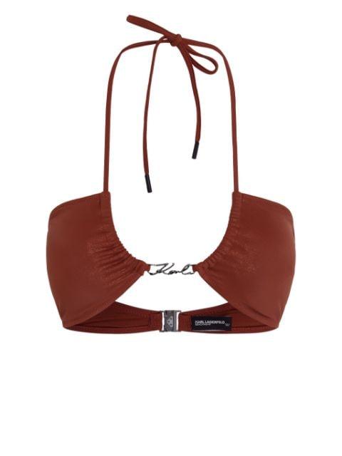 Signature halterneck bikini top by KARL LAGERFELD