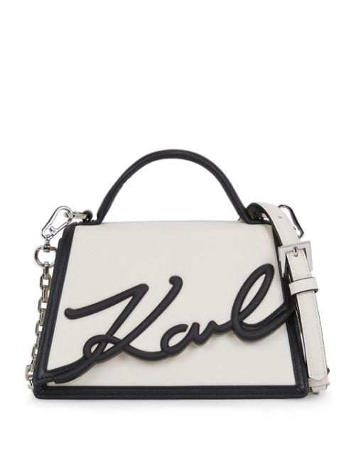 Signature leather top-handle bag by KARL LAGERFELD