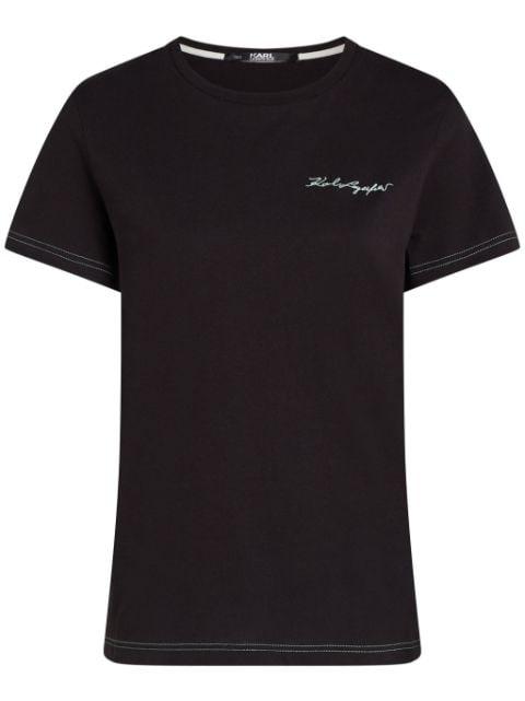 Signature logo-embroidered T-shirt by KARL LAGERFELD
