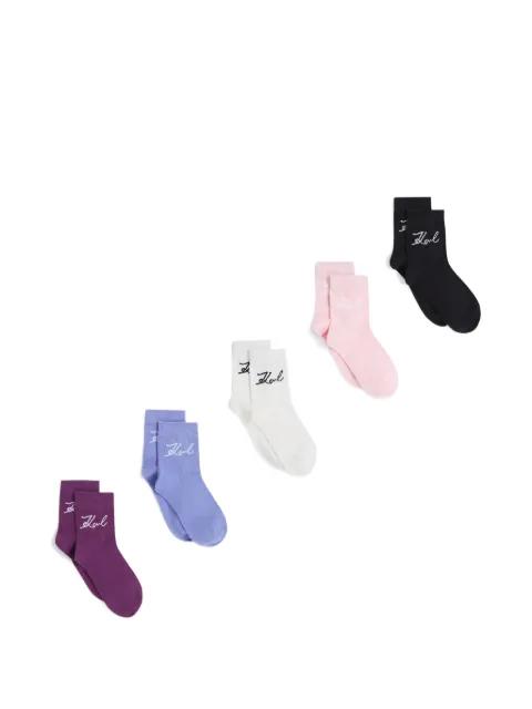 Signature logo-embroidered socks (set of five) by KARL LAGERFELD