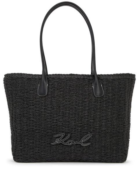 Signature raffia beach tote bag by KARL LAGERFELD