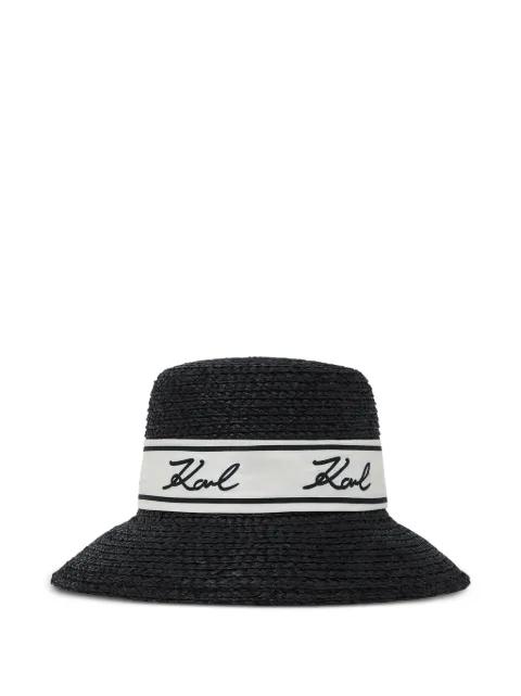 Signature raffia hat by KARL LAGERFELD
