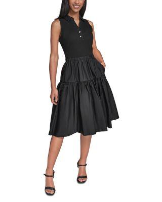 Sleeveless Mixed Media Knit Dress by KARL LAGERFELD