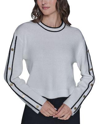 Striped Sleeve Crewneck Sweater by KARL LAGERFELD