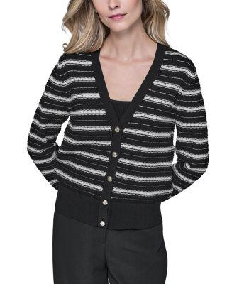 Striped V Neck Cardigan by KARL LAGERFELD
