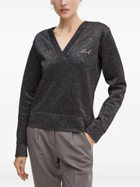V-neck logo-embroidered sweatshirt by KARL LAGERFELD