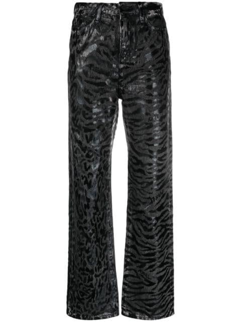 animal-print straight-leg jeans by KARL LAGERFELD