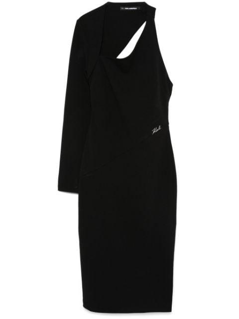 asymmetric jersey midi dress by KARL LAGERFELD