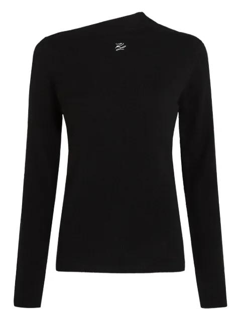 asymmetric neckline cashmere sweater by KARL LAGERFELD
