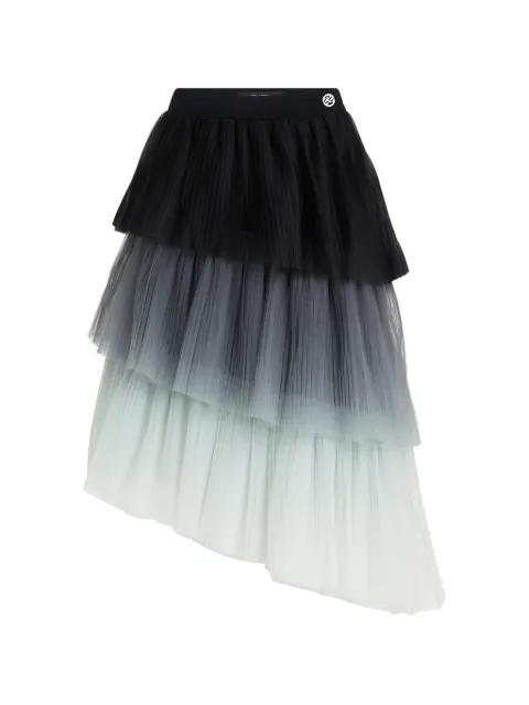 asymmetric tiered midi skirt by KARL LAGERFELD