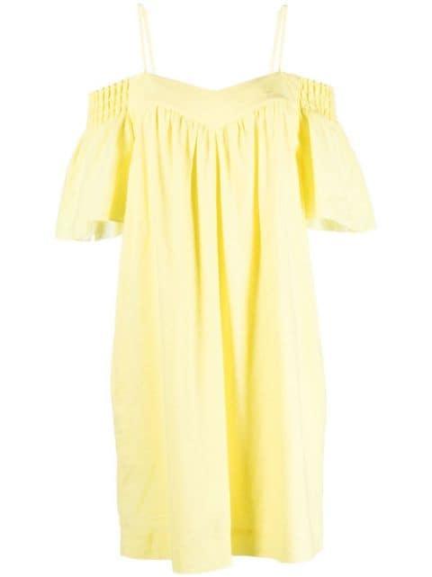 belted linen-blend midi dress by KARL LAGERFELD