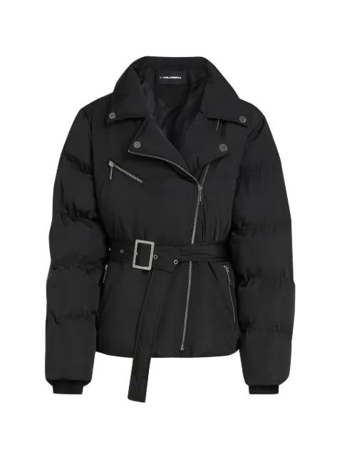 belted padded biker jacket by KARL LAGERFELD