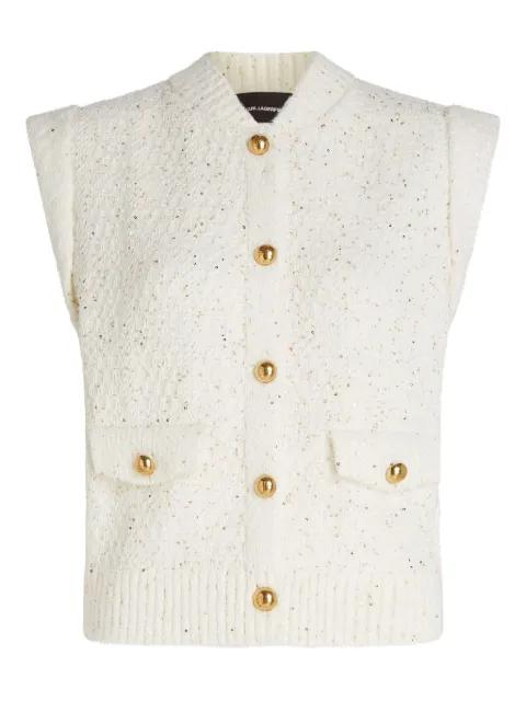 bouclé button vest by KARL LAGERFELD