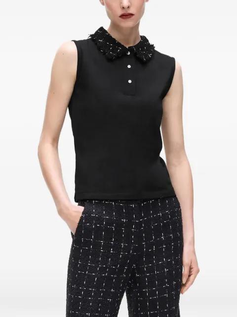 bouclé-detailed polo top by KARL LAGERFELD