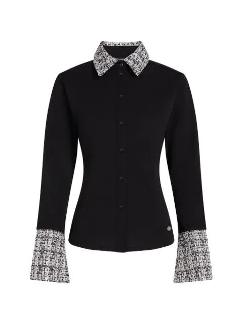 bouclé-trim long-sleeve polo shirt by KARL LAGERFELD
