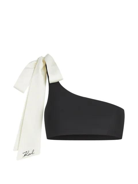 bow-detail one-shoulder bikini top by KARL LAGERFELD