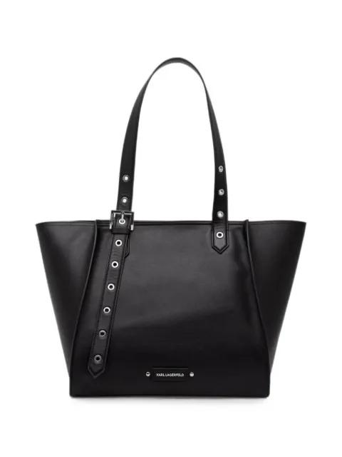 buckle-detail eyelet-embellished tote bag by KARL LAGERFELD