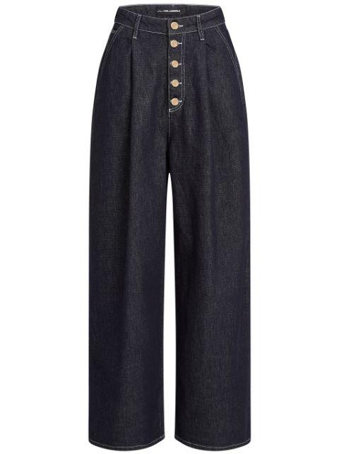 button-fly wide-leg jeans by KARL LAGERFELD
