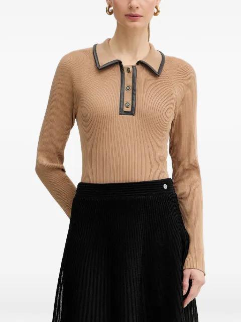 buttoned leather-trim top by KARL LAGERFELD